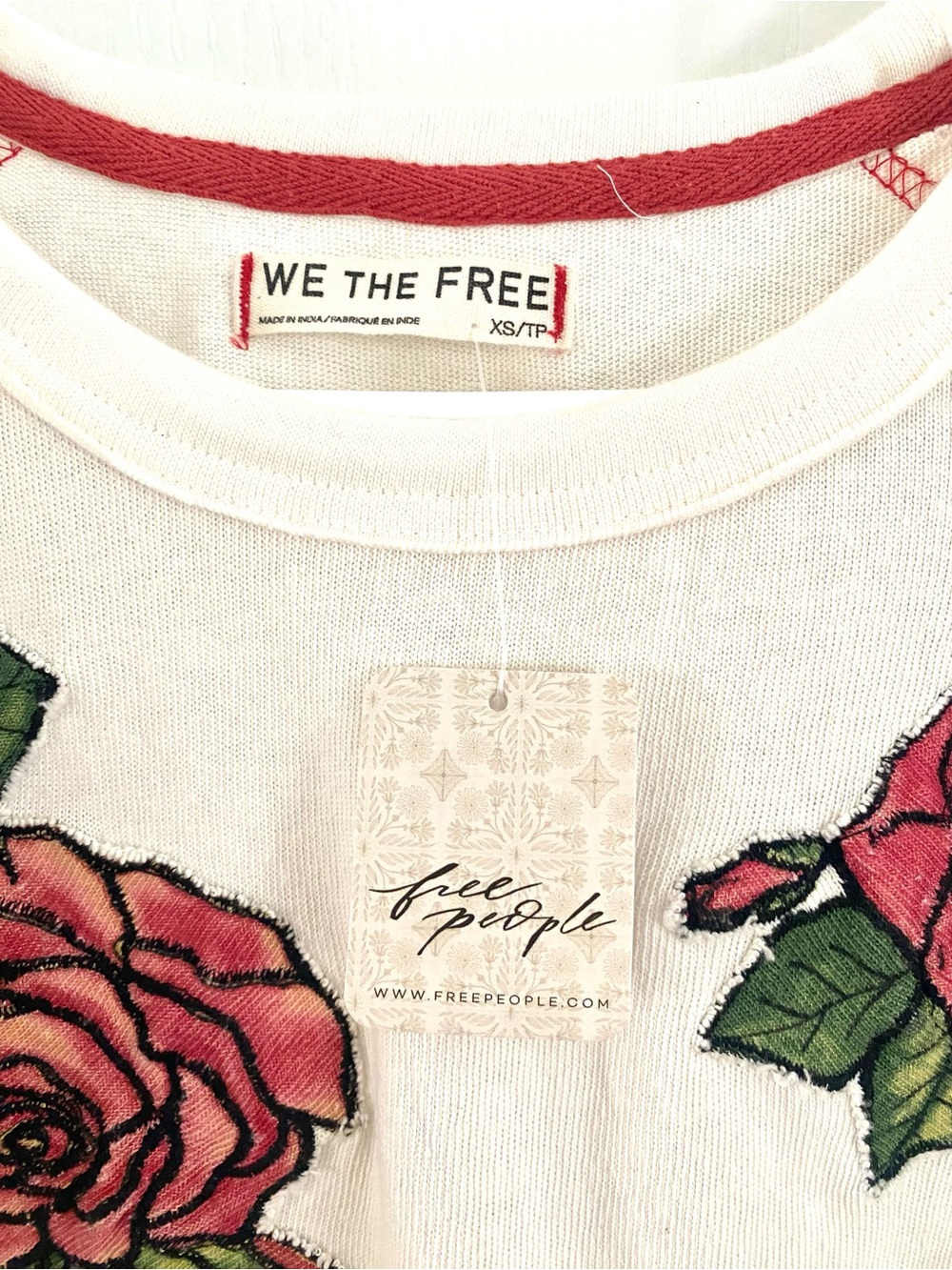 NWT Free People We The Free Edge of Glory Tee XS Floral Applique Oversized Top - Picture 10 of 11